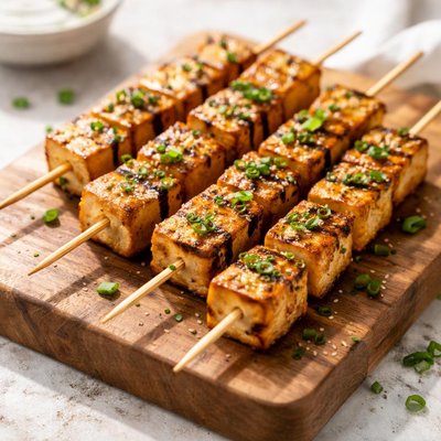 Grilled cheese toufu skewer