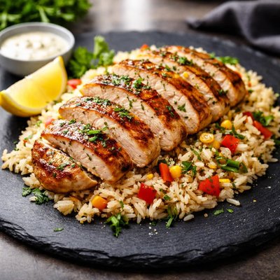 Grilled chicken and rice