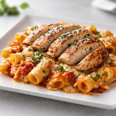 Grilled chicken baked pasta