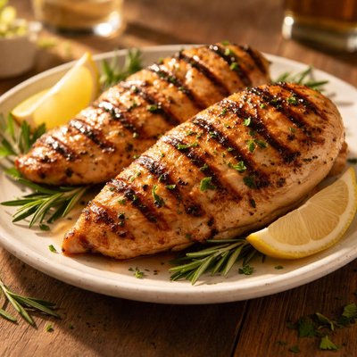 Grilled chicken breast marinated