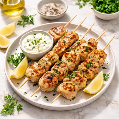 Grilled chicken breast skewers