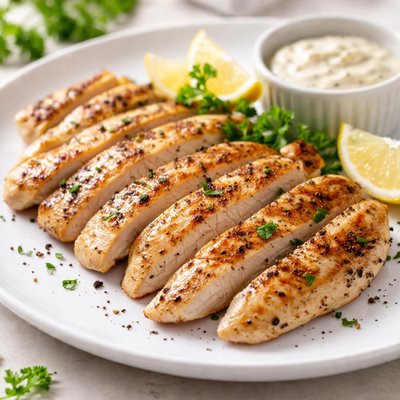 Grilled chicken breast strips