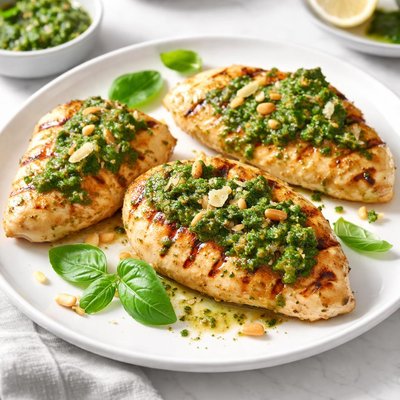 Grilled chicken breast with pesto