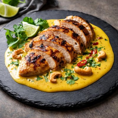 Grilled chicken in yellow curry sauce