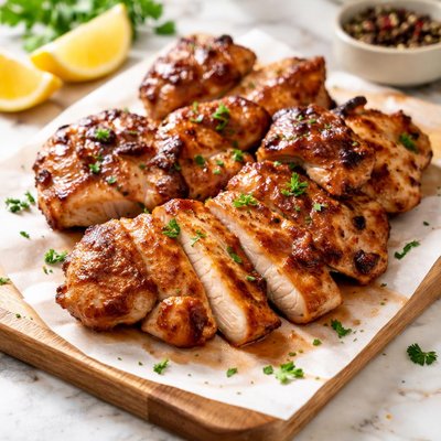 Grilled chicken leg meat boneless skinless