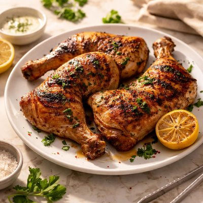 Grilled chicken leg quarters