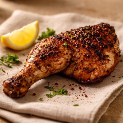 Grilled chicken leg with skin