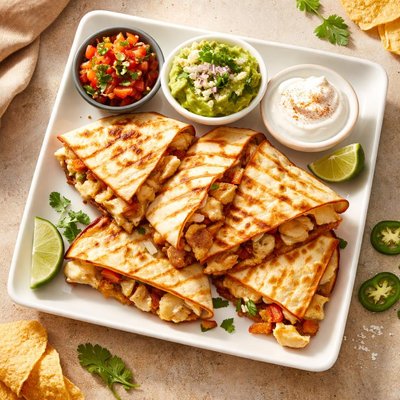 Grilled chicken oaxaca cheese quesadilla
