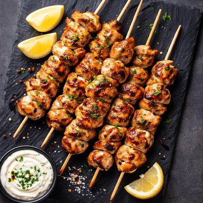Grilled chicken on a stick