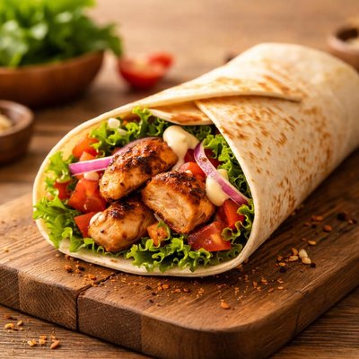 Grilled chicken peri-peri wrap