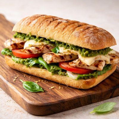 Grilled chicken pesto sandwich