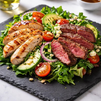 Grilled chicken salad- red meat