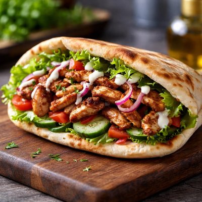 Grilled chicken shawarma sandwich