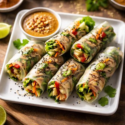 Grilled chicken spring rolls