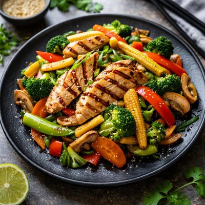 Grilled chicken stirfry