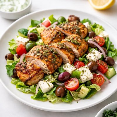 Grilled chicken thigh greek