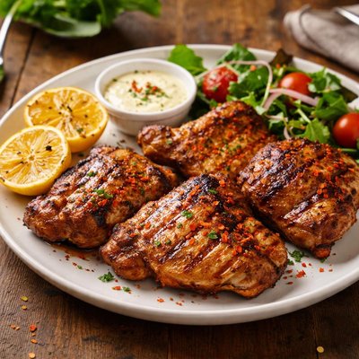 Grilled chicken thigh steak