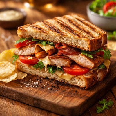 Grilled chicken toastie sandwhich