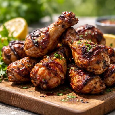 Grilled chicken wing drum