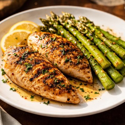 Grilled chicken with asparagus