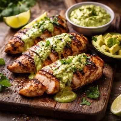 Grilled chicken with avocado sauce