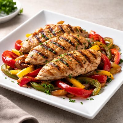 Grilled chicken with bell peppers