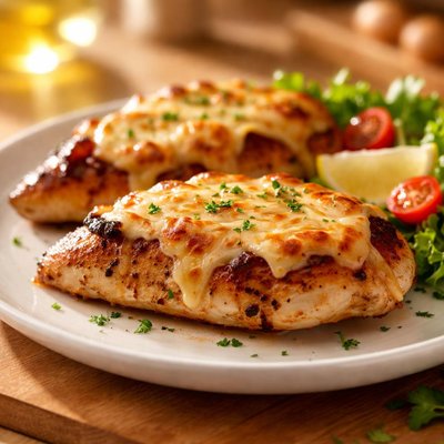 Grilled chicken with cheese on the top