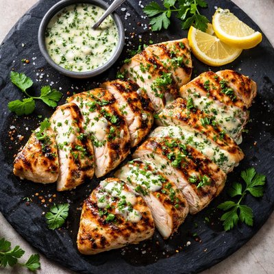 Grilled chicken with dressing