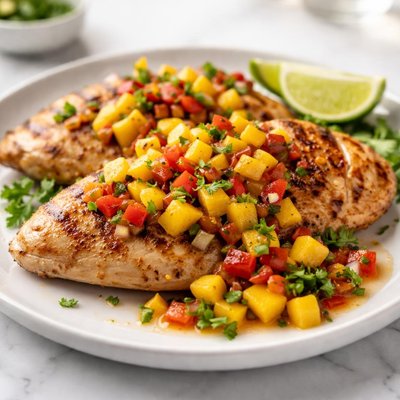 Grilled chicken with mango salsa