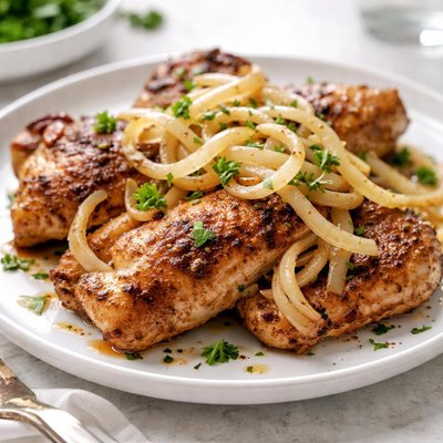 Grilled chicken with onions