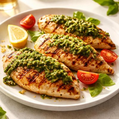 Grilled chicken with pesto