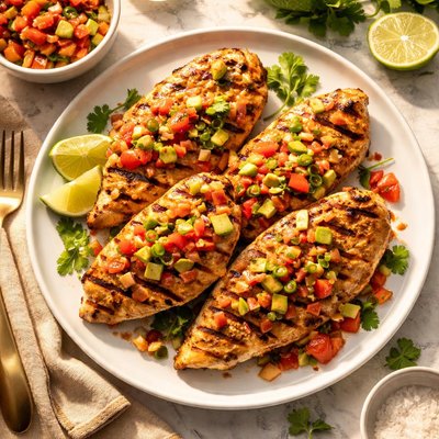 Grilled chicken with salsa
