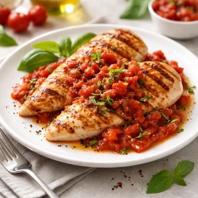 Grilled chicken with tomato sauce
