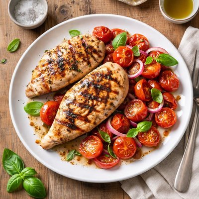 Grilled chicken with tomatoes