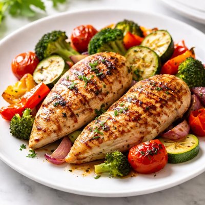 Grilled chicken with vegetables