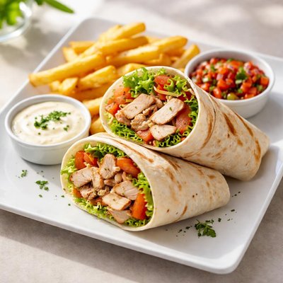 Grilled chicken wrap meal