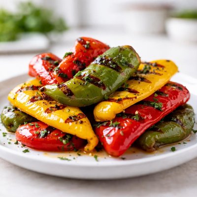 Grilled coloured pepper