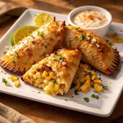 Grilled corn and cheese empanada