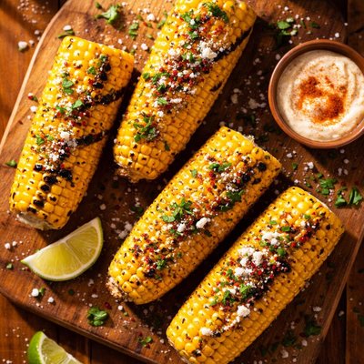 Grilled corn half