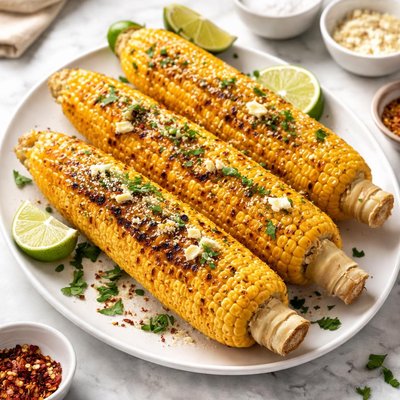 Grilled corn on cob