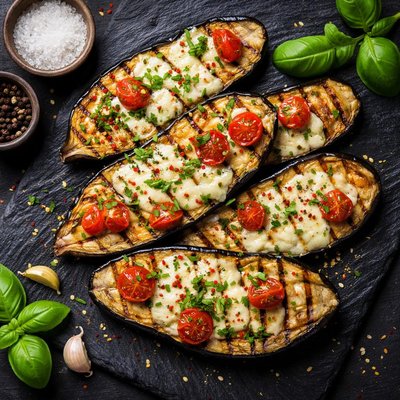 Grilled eggplant with cheese