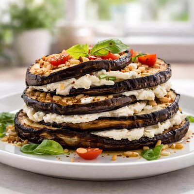 Grilled eggplant with cream cheese
