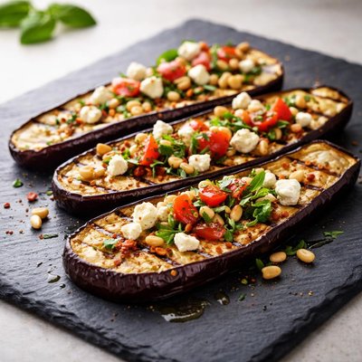 Grilled eggplant with feta
