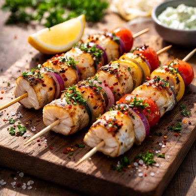 Grilled fish skewer
