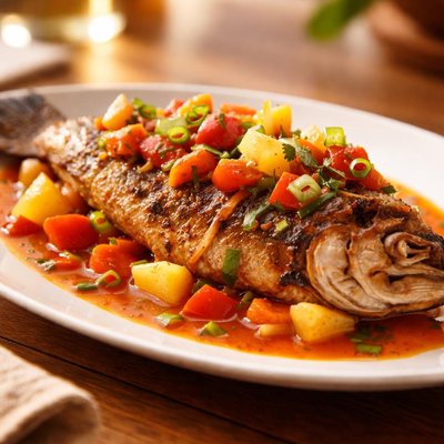 Grilled fish sweet and sour