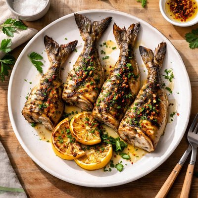 Grilled fish tail