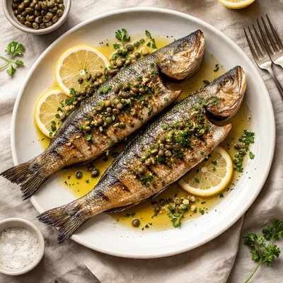 Grilled fish with capers