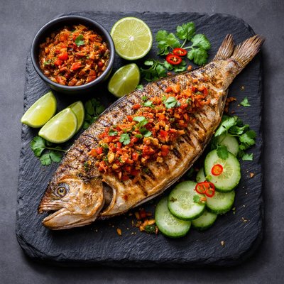 Grilled fish with sambal
