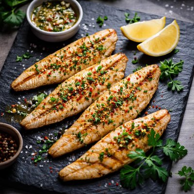 Grilled flathead fillets