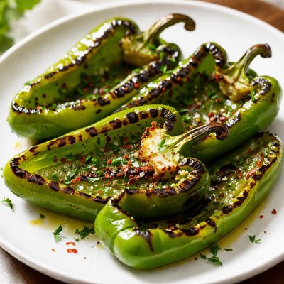 Grilled green bell pepper